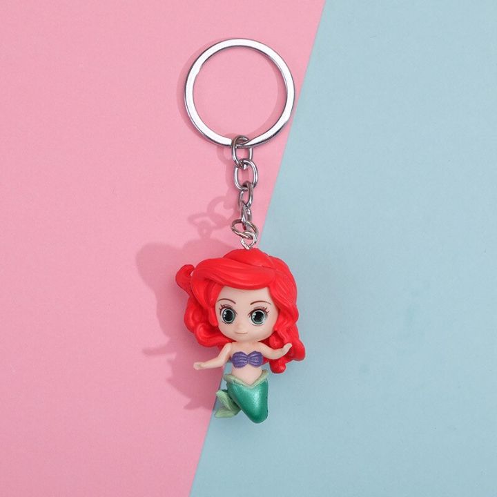 Disney Frozen Keychain Cute Mermaid Cinderella Rapunzel Doll Keyring 