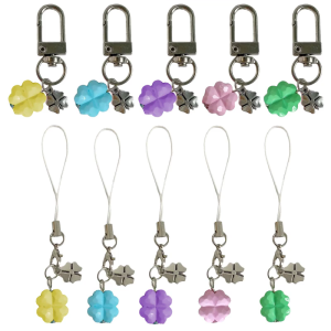 Lucky Four Leaf Clovers Keychain Green Resin Pendant Phone Bag Accessory Gift Cute Korean Style Bag Charm Phone Lanyard