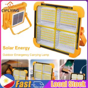 400W Outdoor Camping Portable Lamp IP66 Waterproof Searchlight with Stand Holder Solar Flashlight Emergency Repair Light