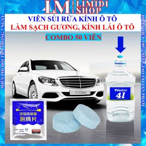 [50 VIÊN] Viên Sủi Rửa Kính - Nước Rửa Kính Ô tô - Nước Rửa Kinh Ô tô - Nước Rửa Kính - Viên Rửa Kính - Viên Xủi Rửa Kính - Viên Sủi Rửa Kính Xe Ô tô - Nước Rửa Kính Oto - Chăm Sóc Kính Xe Hơi - 1V = 4L - LIMIDI NHẬP KHẨU