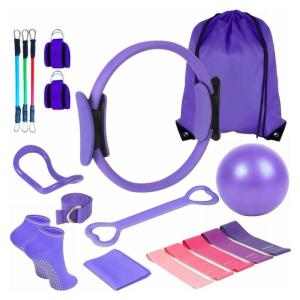 Exercise Rings Magical Circle with Double Padded Handle Open Back Fitness for Toning Arm and Strengthening Core