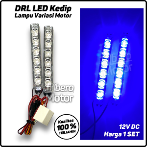 Lampu Strobo Kedip Motor LED DRL 2 Mode 6 Mata 2 Biji Universal