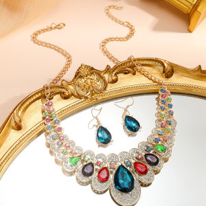 Salime Jewelry Set Fashion Metal Sparkle Necklace Earring Set For Woman Party Jewelry Gift