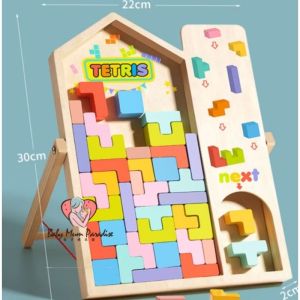 Wooden Tetris 3D Puzzle Stacking Game Educational Building Blocks Toy for Kids Parent-Child Activity
