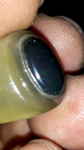 Batu Kalimaya Black Opal Top Jarong Cincin Tanduk Asli