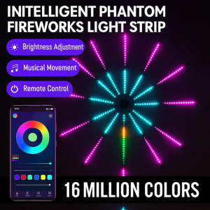 Intelligent Phantom Fireworks Light Strip with Music Sync Remote Control 200+ Dynamic Modes for Christmas Party Wedding Decoration
