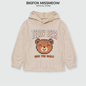 Áo nỉ cho bé gái BIGFOX MISS MEOW size đại mùa thu đông có mũ giữ ấm in Gấu kiểu Hàn cỡ trẻ em 7-15 tuổi 30kg 45kg 1975
