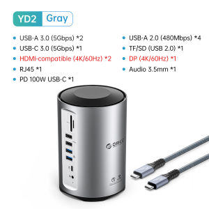 USB C Hub ORICO 15 In 1 USB 3.0 Hub พร้อม4K HDMI 4 USB A Ports 2 USB 3.0 Data Ports(5 Gbps) 1 USB C Port(5 Gbps)tf/sd Card Reader 1 Dp/RJ45/พอร์ตเสียง100W Power Deliveryเข้ากันได้กับ MacBook Ipad HP Dell XPS และอุปกรณ์ประเภท C อื่นๆ
