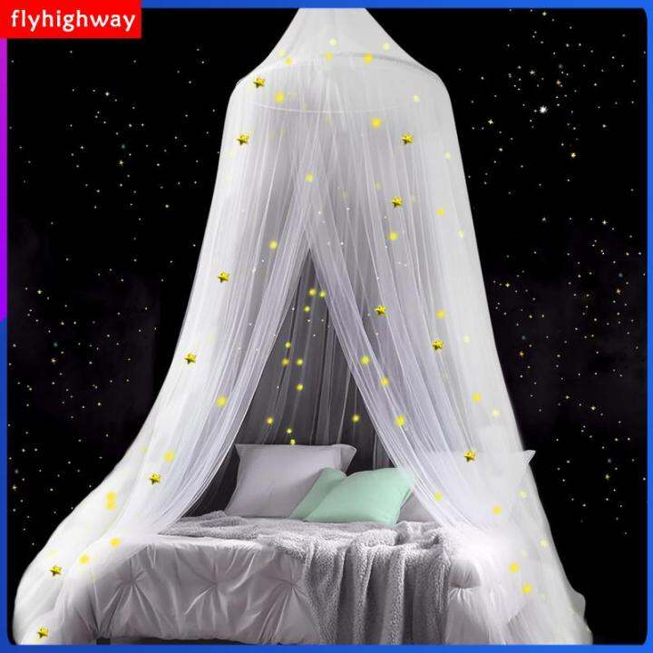 Bed Curtain Canopy Princess Bed Canopy with Lights for Kids Round Dome ...