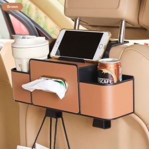Túi để đồ sau ghế xe hơi với giá để điện thoại đồ giữ cốc và hộp đựng khăn giấy-Giải pháp lưu trữ đa chức năng cho chiếc xe của bạn