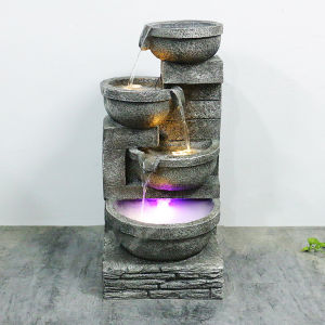 Water features mist generator fengshui LED lights colorful Floor Standing Fountain Mist Maker SG ready stock