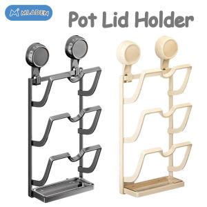 MLADEN Suction Cup Type Pot Lid HolderNon Perforated Wall Mounted Kitchen ShelfMultifunctional Cutting Board Rack