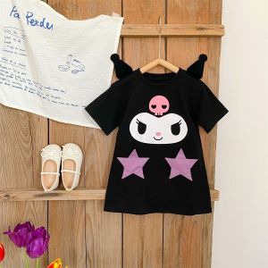 Kuromi dress for kids girls  Purple Princess Dress Cute and Fun Cartoon Splicing dresses Budak Outfit 4-8 years