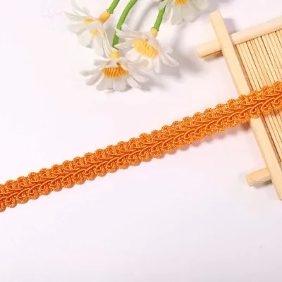 YH4F 40M Length 1.2cm Wide Woven Strip Lace Trim Bright Hue Color Herringbone Herringbone Ribbon Ornamental Thin Band Craft Ribbon Ethnic Costume Decor