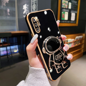 Casing Ponsel untuk Samsung Note 10 Plus Note 20 Pro Note 20 Ultra Case putih ruang angkasa HP setelan pola Plating casing ponsel silikon bungkus softcase penuh penutup pelindung garis aliran kesing Phone Stands