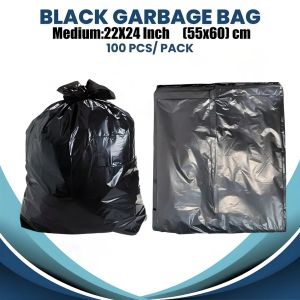 100PCS Black Garbage Bags L/XL Enlarged Thickened Heavy Duty Trash Waste Bin Liner Bags