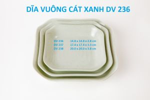 Dĩa vuông sâu lòng nhựa melamine vân đá kem / vân đá xanh / vân đá ngọc / cát xanh - DV 236