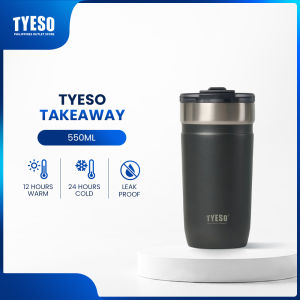 TYESO Classic Coffee Mug Tumbler – Vacuum Insulated Stainless Steel Hot & Cold Cup with Straw