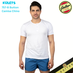 Guitar Apparel Premium Plain White Cotton Round Neck Camisa Chino for Men Adult with Buttons