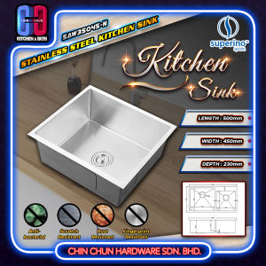 SUPERINO SAW35945-N SUS304 1 BOWL SINK (NANO) | Stainless Steel Sink | Sinki Dapur Chin Chun Hardware