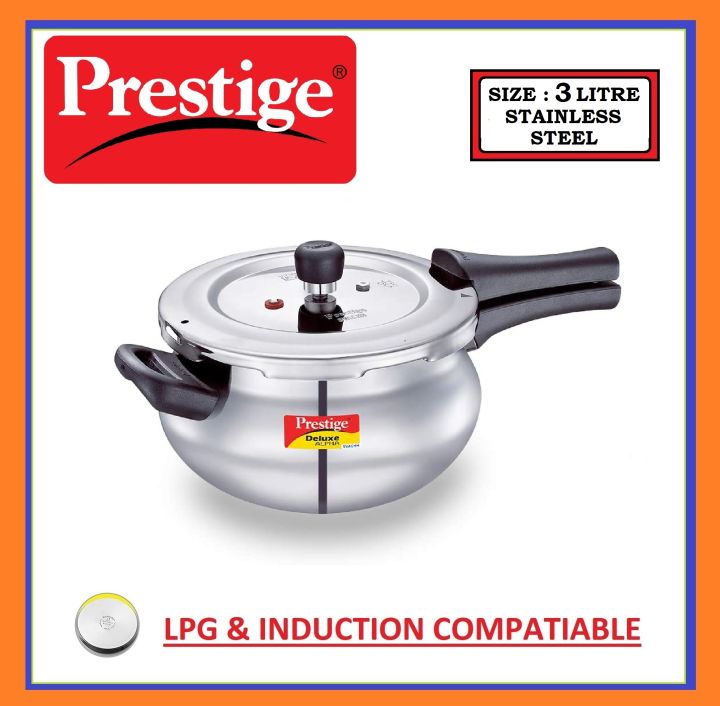 PRESTIGE DELUXE ALPHA SVACHH STAINLESS STEEL PRESSURE COOKER 3.0 LITRE HANDI DESIGN FAST SHIPPING Lazada Singapore