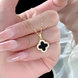 สร้อยคอโคลเวอร์สี่แฉกสำหรับผู้หญิง สร้อยคอสไตล์กลิ่นหอมขนาดเล็ก โซ่กระดูกไหปลาร้าแบบเบา X357