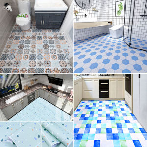 【New-product-waterproof】Waterproof Floor Stickers Self Adhesive Imitation carpet Wallpapers DIY Bathroom Bedroom Office Kitchen Tile Wall Sticker Wall Ground Decor 60CM*1M 