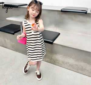 KYII Girls dress Korean striped baby summer Dress ky22142