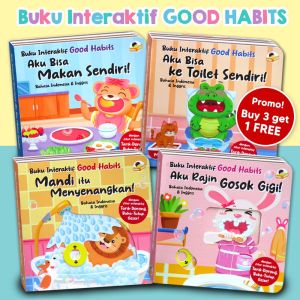 Buy 3 Get 1 FREE! Buku Interaktif Good Habits (Tarik-Dorong Buka-Tutup Geser) - dapat 4 judul lengkap - Buku edukasi anak kebiasaan baik (Buy 3 Bonus Flashcard Huruf & Angka)