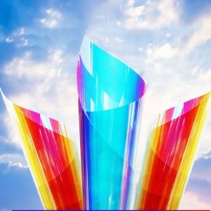 PANE5 Creative Security Anti-collision Dichroic Shopping Mall Display Home Decor Wear-resisting Manual Glue Dropping DIY Self-adheisve Window Film Gradual Decorative Film Rainbow Color Sticker Glass Sticker