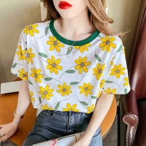 LHMoonlight เสื้อยืดคอกลมแขนสั้น ลายดอกไม้🤩 ผ้าดีใส่สบาย ลายน่ารักมากก🌻เก็บทรง หวานแหวว น่ารักๆ ทันสมัย คุมโทน👄เลือกเลย🛍