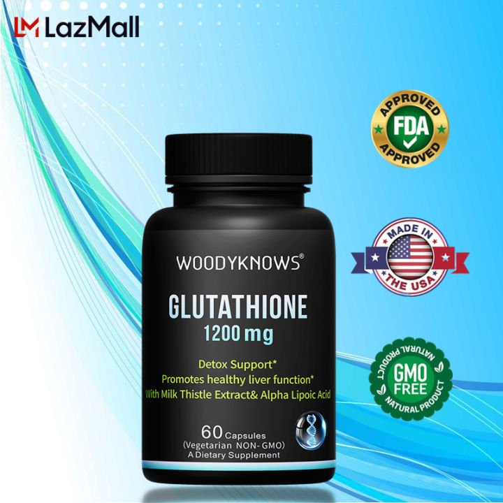 Glutathione 1200mg | 5 Times Powerful Whitening Anti-Aging And  Anti-Oxidation Remove Dark Spots Remove Freckles with Silymarin Milk  Thistle Extract ALA for Clear Skin Liver Cleanse Detox & Repair Plus  Immunity Support