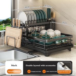 【COD】1/2Layers Dish Rack With Plate Drainer Bowl Rack Chopstick Holder Organizer Shelf For Kitchen Dining Room