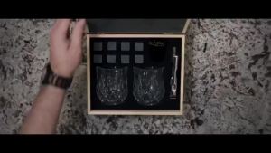 Wedding gift giving Whiskey Mixology Set for 2 with Wooden  Crystal Gl and Whiskey Stones