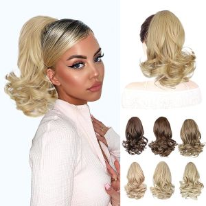 AISI BEAUTY Ponytail Extension Short Curly Wavy Drawstring Ponytail for Women Synthetic Pony Tail Hair Extensions(11 InchesGrey)