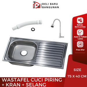 Wastafel Cuci Piring Stainless 75 x 40 free Afur Saringan
