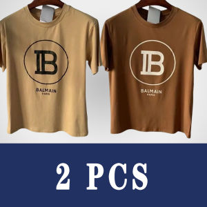 Original BALMAINˉPARIS Spring and Summer New Letter Printing Tshirt Couple Sports Loose Tee Top Men and Women With The Same Style Fashion Cotton Round Neck Short-sleeved T-shirt