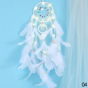 Calistouk  Endless Love Handmade Dream Catcher Gifts with LED Light Dreamcatcher Pendant Creative Hollow Wind Chimes Wall Hanging