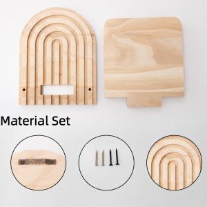 TEWUB Multi Tier Wall Plant Holder Solid Wood Threaded Structure Wall Display Shelf Practical Multi Layer Design Wooden Wall Shelf Home Decor