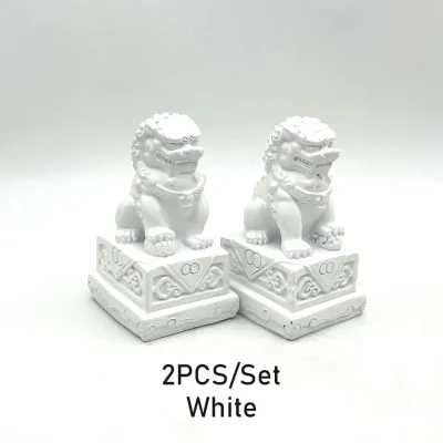2Pcs Pajangan Fengshui Singa Batu Singa Fu Dog Keberuntungan Ornamen Miniatur Lion Stone / Batu Singa