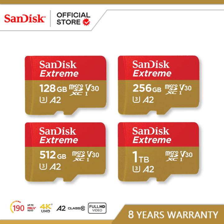 SanDisk Extreme 128GB 256GB 512GB 1TB A2 Series micro SD With Adapter ...