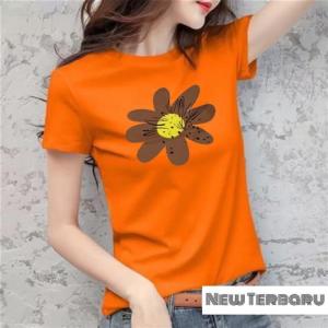 BAYAR DI TEMPAT(COD)-Kaos Oblong Wanita Bunga Matahari 0027 Baju Distro Cewek Atasan Kekinian Murah Lengan Pendek Tumblr Tee Casual T-shirt Cotton Combed Tshirt Pakaian Olahraga Santai Remaja Dewasa Abg