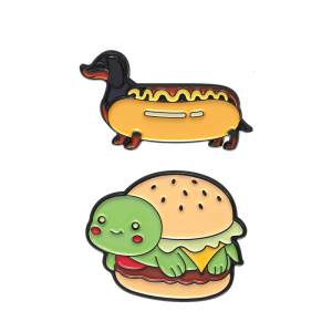 Sturdy Zinc Alloy Brooch With Hamburger And Hot Dog Designs Portable Accessory for Creative Special Gifts Giving