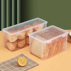 【SG Dliver】Bread Toast Storage Box Refrigerator Food Preservation Box Transparent with Lid Kitchen Food Organizer Box
