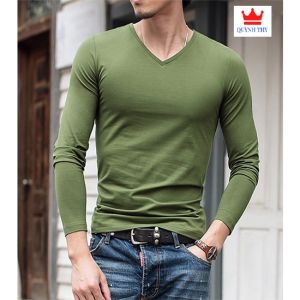 [ Hàng Đẹp * ] Áo thun nam tay dài cổ tim mặc thu đông giữ nhiệt chất cotton co giãn