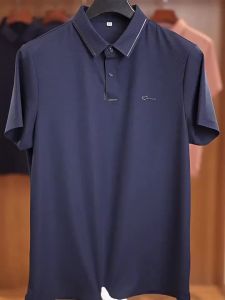 ขนาดใหญ่ เสื้อยืดแขนสั้นผู้ชาย 100% ผ้าฝ้าย น้ำหนักมาก ปกพับลง เสื้อโปโลพิมพ์ลาย อเนกประสงค์ หลวม แขนครึ่ง เสื้อธุรกิจลำลองผู้ชาย