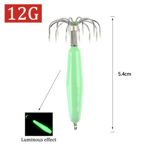 1Pcs Luminous Squid Jig Hooks Saltwater 12/16/25/35g Glow in Dark Cuttlefish Sleeve Jig Octopus Lure