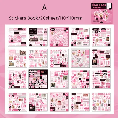 20 Sheets Cartoon Collage Sticker Book DIY Scrapbooking Collage Junk Journal Vintage Decor Stationery Supplies