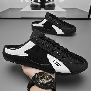 Korean Style Half Slippers For Men Half Shoes For Men Canvas Loafers Shoes For Men Casual Sneakers Shoes for Men