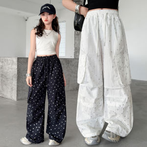 Girls Cargo Pants Kids Solid Color with Star Print Sweatpants Children Fashion Streetwear Hip Hop Pants New Teen Casual Trousers